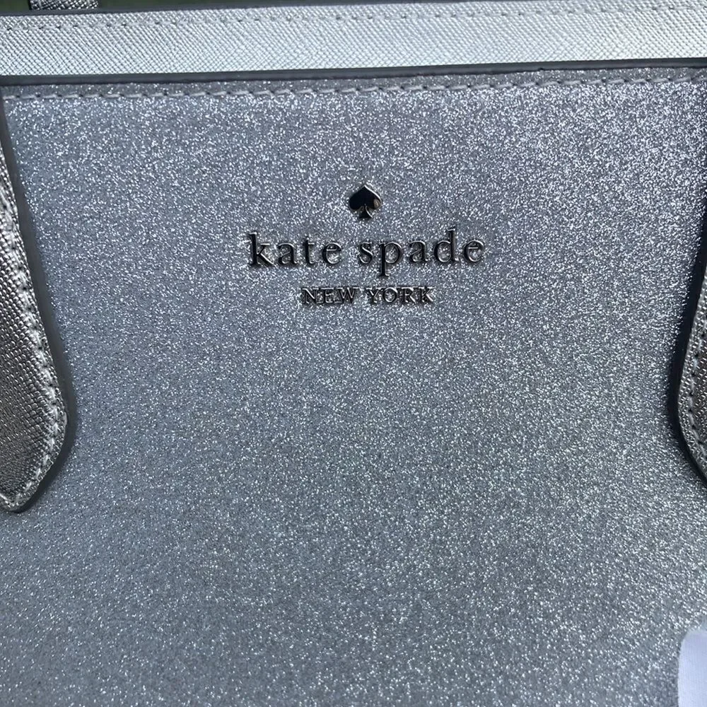 KATE SPADE Silver Glimmer Satchel Crossbody Bag Purse